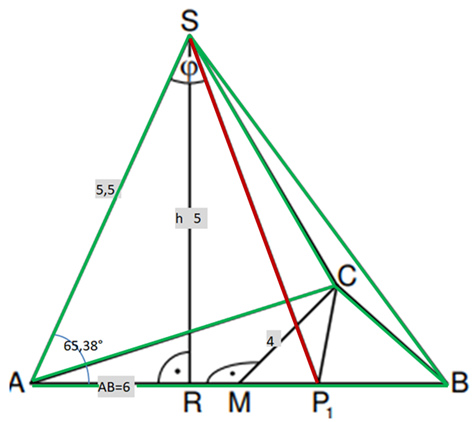 Schrägbild Pyramide mit Strecke