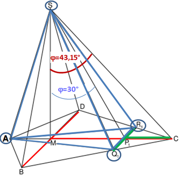 Pyramide  , Pyramide  und Strecke