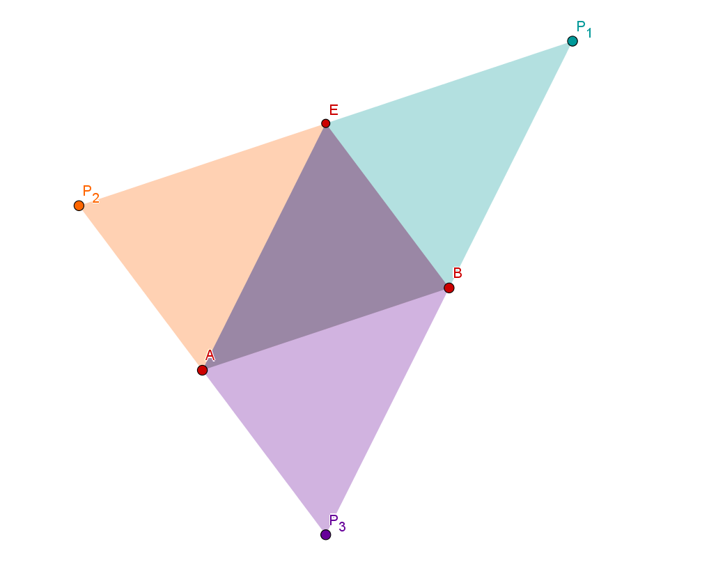 Veranschaulichung: Ergänzung von drei Punkten zu einem Parallelogramm