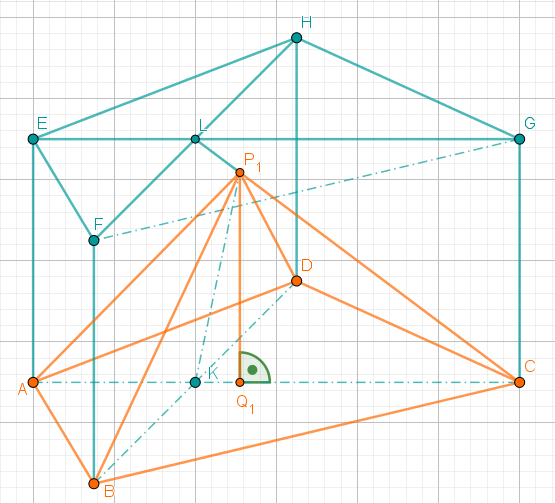 In Prisma ist die Pyramide ABCDP1 eingezeichnet