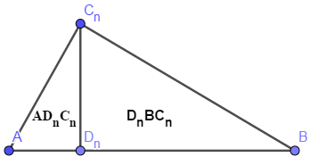 Das Dreieck    wird in zwei Teildreiecke  und  unterteilt