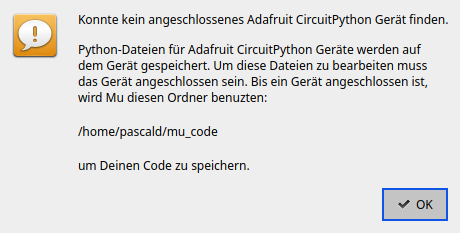 Mu-Editor Fehlermedung