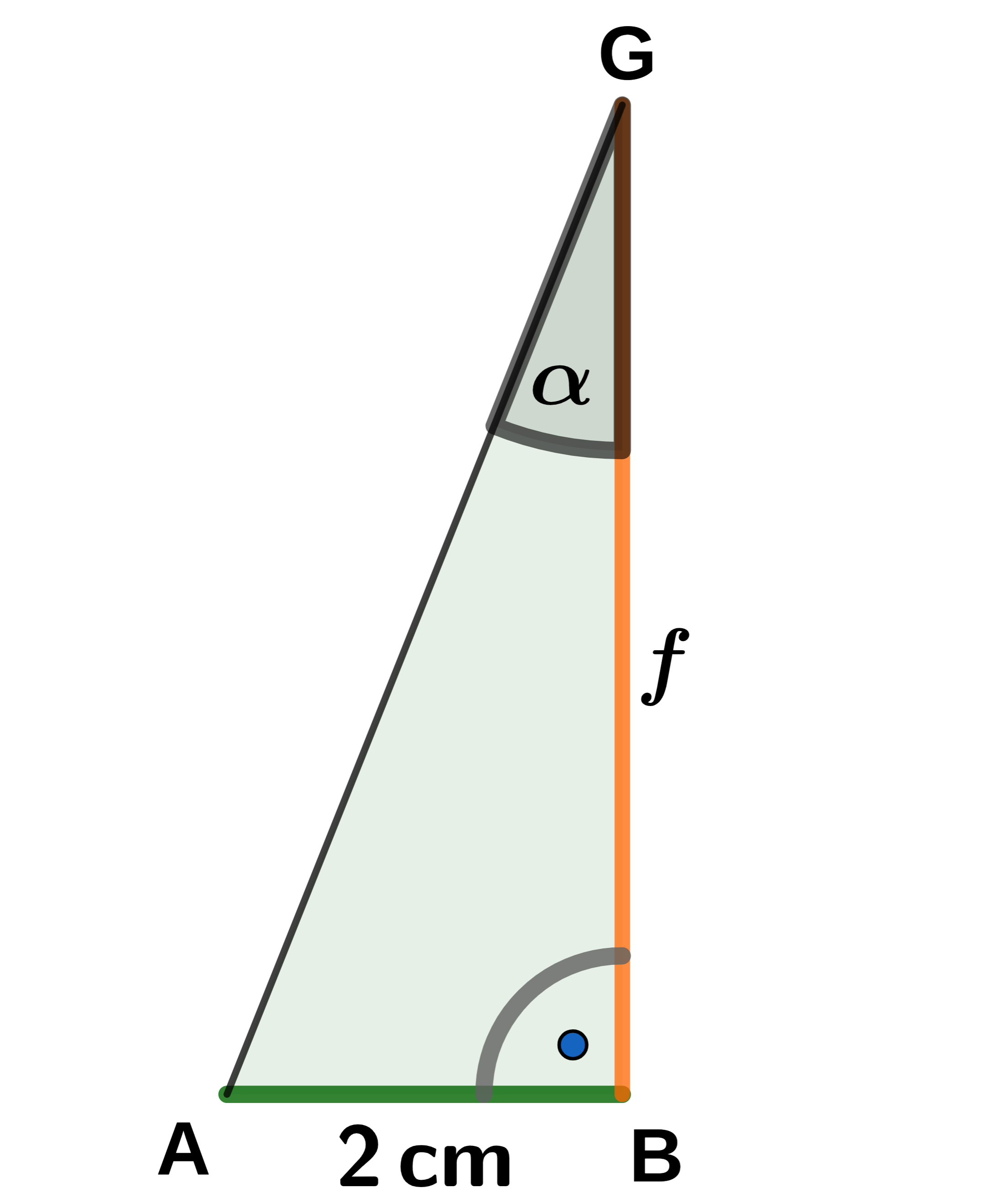 Skizze Dreieck - Winkelberechnung mit Tangens