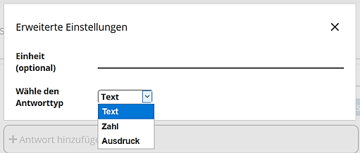 Auswahl des Antworttyps