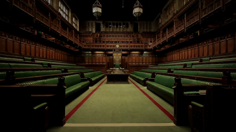 Das House of Commons im Palace of Westminster
