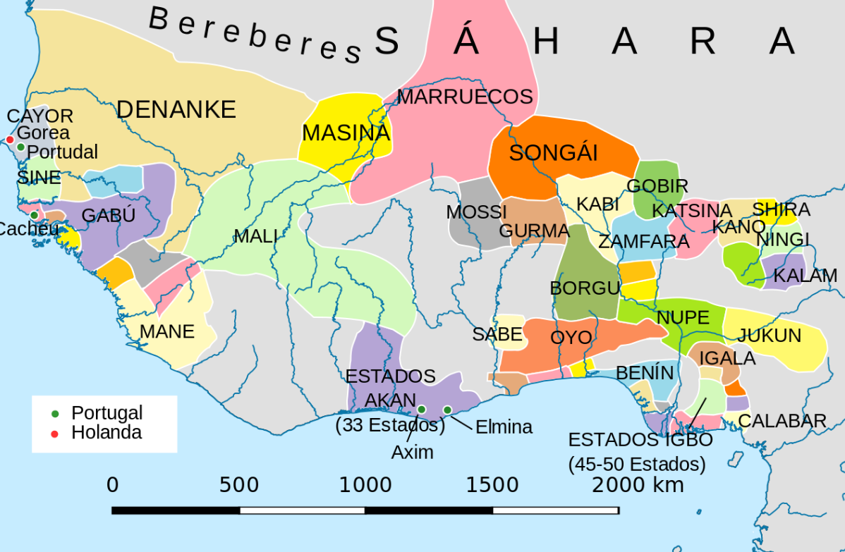 África Occidental hacia 1625