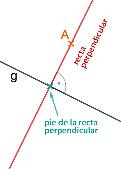 recta perpendicuar del punto A a la recta g
