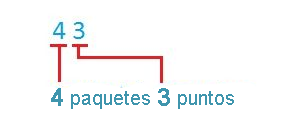 Cuenta 4 paquetes y 3 puntos simples.