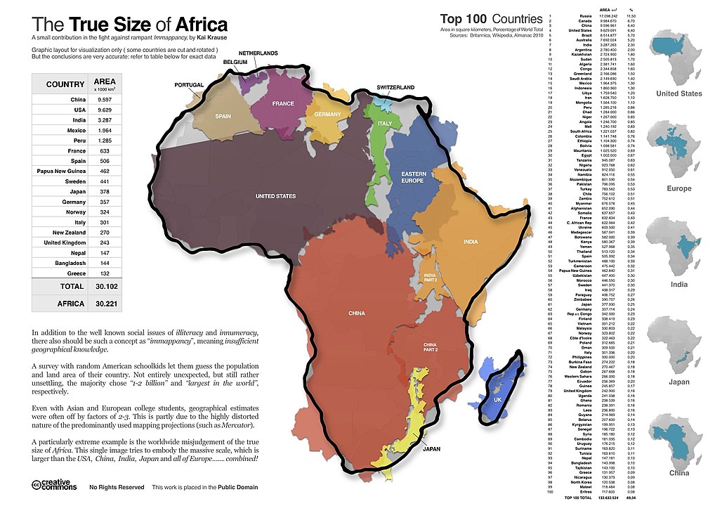 El verdadero tamaño de África.