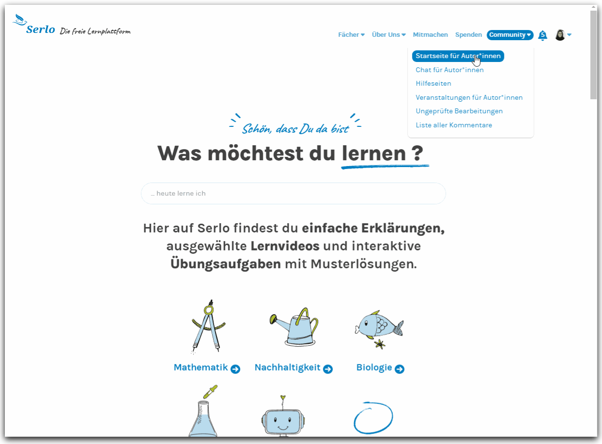 Wo du eine Aufgabe in deinem Fach findest.
