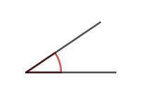 Abbildung: Spitzer Winkel. Spitze Winkel betragen zwischen 0° und 90°.