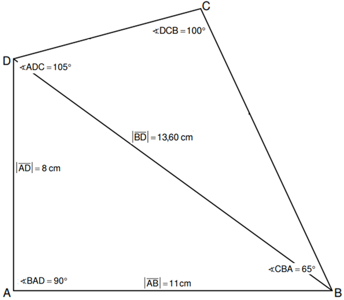 Viereck ABCD mit Diagonale