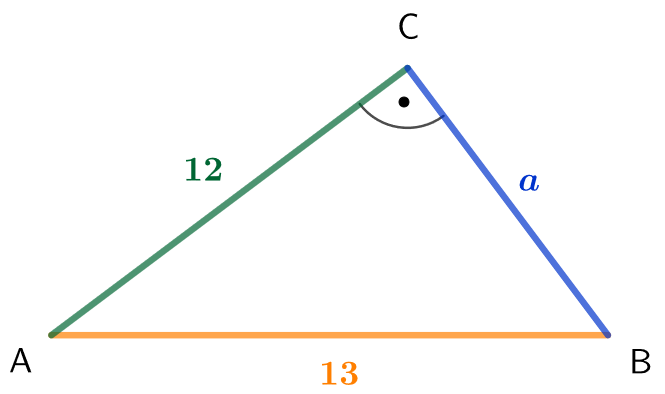 Rechtwinkliges Dreieck. Die Länge der Kathete  ist gesucht.