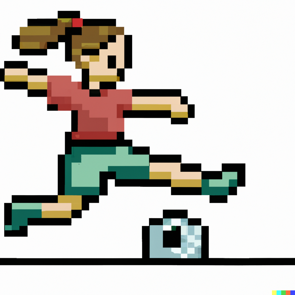 A girl kicking a ball - created by DALL-E