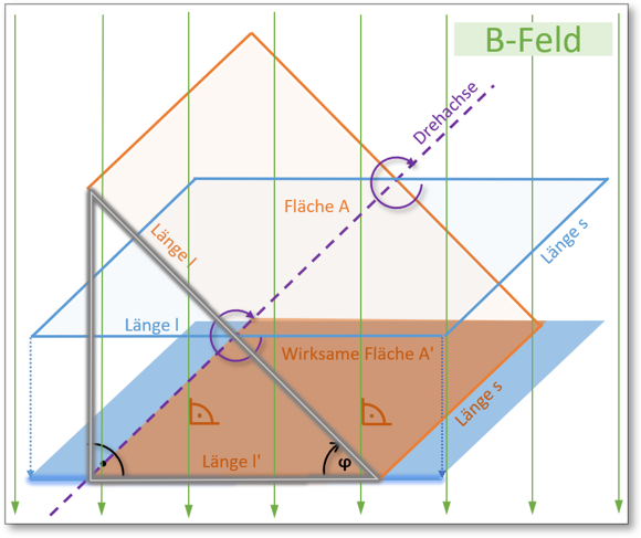 Abb. 2: Leiterschleife und Darstellung der wirksamen Fläche A'