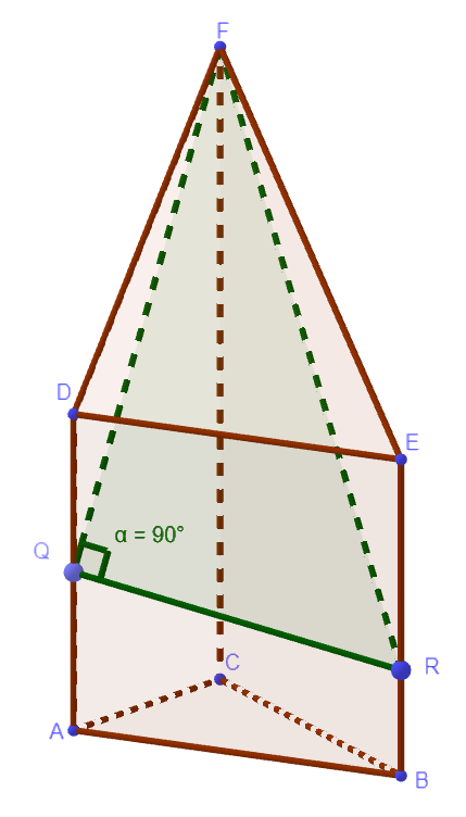 Das Dreieck  hat in  einen rechten Winkel.