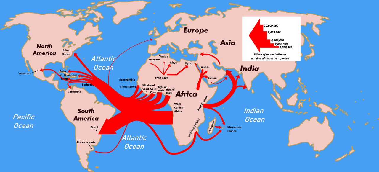 Übersicht über den Menschenhandel mit Afrikanern, 1500-1900  [ siehe Quelle - CC BY-SA 3.0 ]