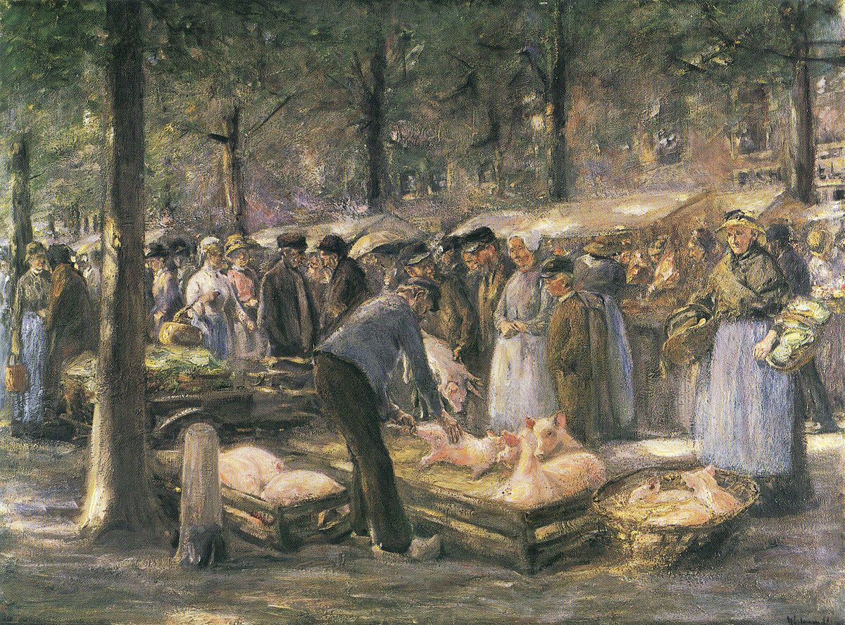 Gemälde "Schweinemarkt in Haarlem" von Max Liebermann