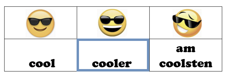 Positiv und Komparativ von "cool": "Cool" und "Cooler"