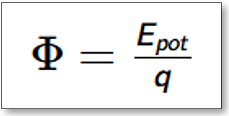 Einheiten:  = J (für Joule);  = C (für Coulomb);