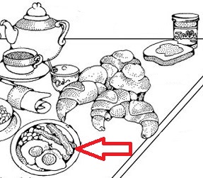 Skizze von Speck und andern Speisen eines Frühstücks
