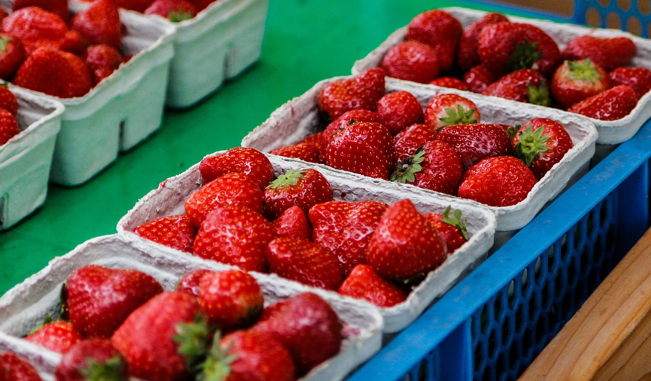 Erdbeeren in Verkaufsschalen
