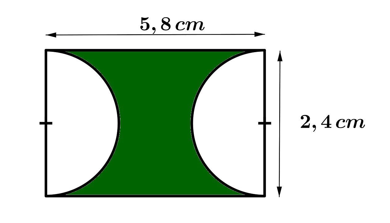 Flächenberechnung am Rechteck mit zwei fehlenden Halbkreisen