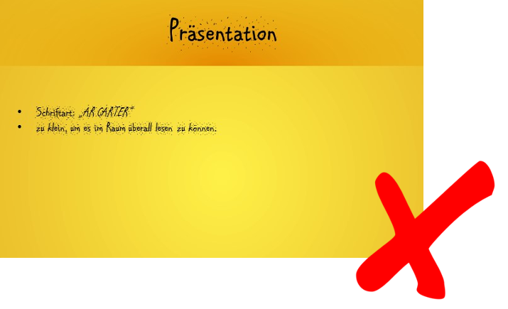 Unpassende Schriftformatierung