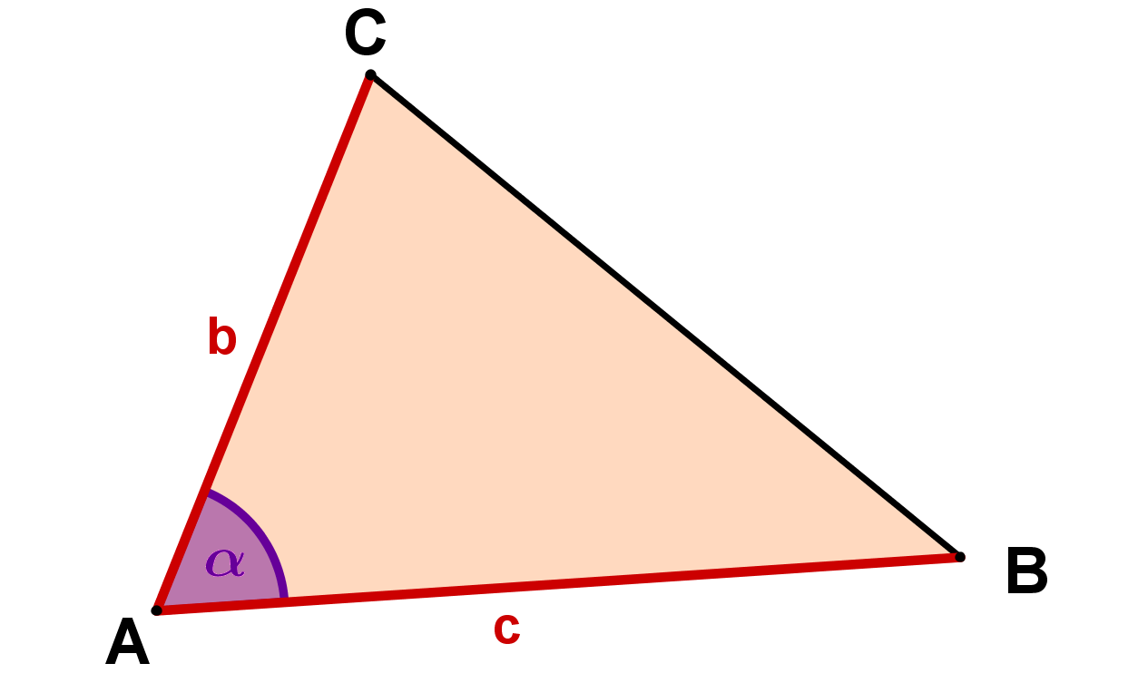 Graphik zur Veranschaulichung: Dreieck mit Seite b und Seite c und Winkel Alpha dazwischen